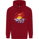 Torn Kiribati Flag Day Football Childrens Kids Hoodie Red