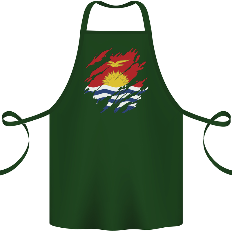 Torn Kiribati Flag Day Football Cotton Apron 100% Organic Forest Green