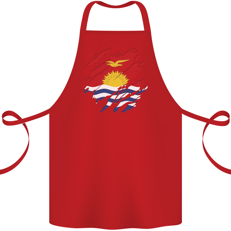 Torn Kiribati Flag Day Football Cotton Apron 100% Organic Red