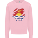 Torn Kiribati Flag Day Football Kids Sweatshirt Jumper Light Pink