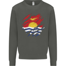 Torn Kiribati Flag Day Football Kids Sweatshirt Jumper Storm Grey