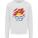 Torn Kiribati Flag Day Football Kids Sweatshirt Jumper White