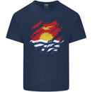 Torn Kiribati Flag Day Football Kids T-Shirt Childrens Navy Blue
