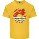 Torn Kiribati Flag Day Football Kids T-Shirt Childrens Yellow