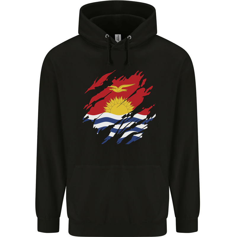 Torn Kiribati Flag Day Football Mens 80% Cotton Hoodie Black