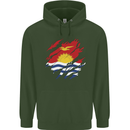 Torn Kiribati Flag Day Football Mens 80% Cotton Hoodie Forest Green