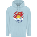 Torn Kiribati Flag Day Football Mens 80% Cotton Hoodie Light Blue