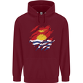 Torn Kiribati Flag Day Football Mens 80% Cotton Hoodie Maroon