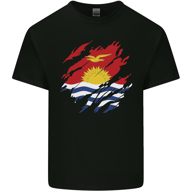 Torn Kiribati Flag Day Football Mens Cotton T-Shirt Tee Top Black