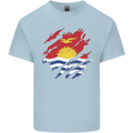 Torn Kiribati Flag Day Football Mens Cotton T-Shirt Tee Top Light Blue