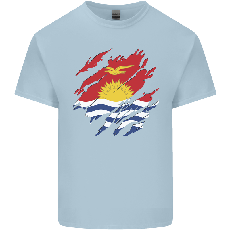 Torn Kiribati Flag Day Football Mens Cotton T-Shirt Tee Top Light Blue