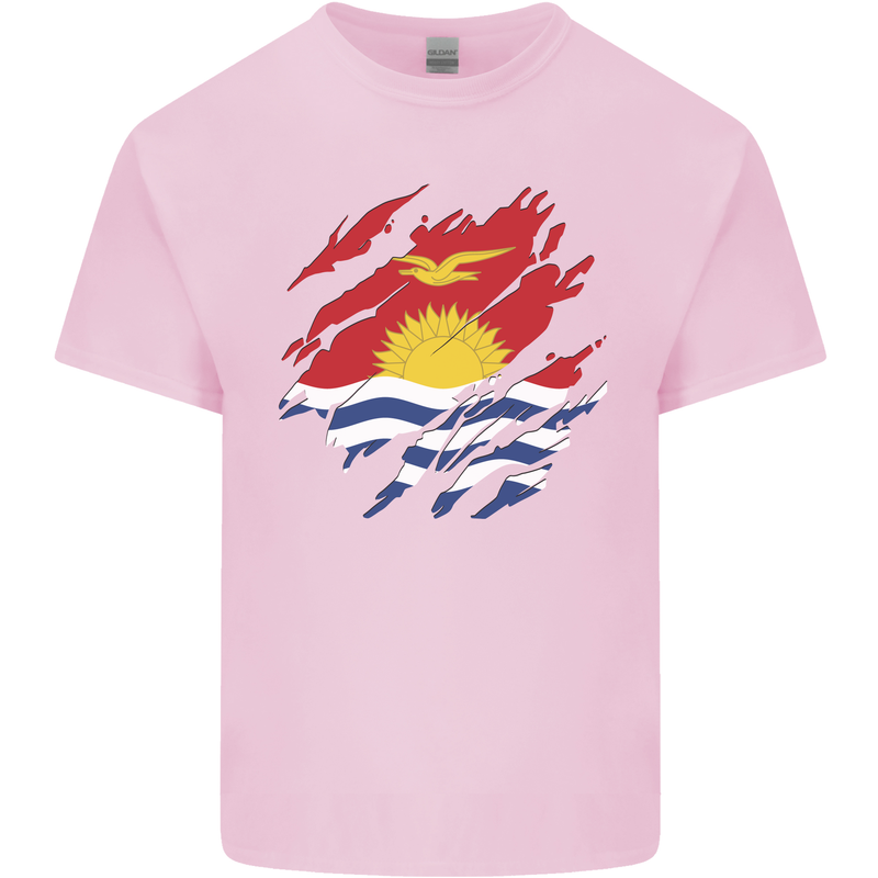 Torn Kiribati Flag Day Football Mens Cotton T-Shirt Tee Top Light Pink