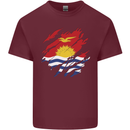 Torn Kiribati Flag Day Football Mens Cotton T-Shirt Tee Top Maroon