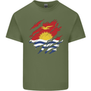 Torn Kiribati Flag Day Football Mens Cotton T-Shirt Tee Top Military Green