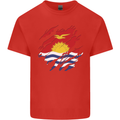 Torn Kiribati Flag Day Football Mens Cotton T-Shirt Tee Top Red