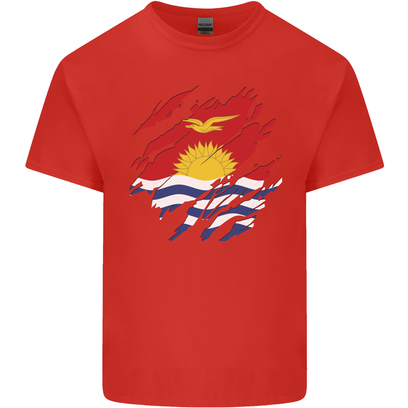 Torn Kiribati Flag Day Football Mens Cotton T-Shirt Tee Top Red