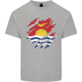 Torn Kiribati Flag Day Football Mens Cotton T-Shirt Tee Top Sports Grey