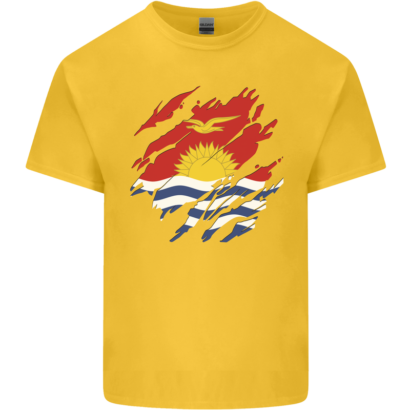 Torn Kiribati Flag Day Football Mens Cotton T-Shirt Tee Top Yellow