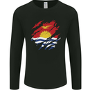 Torn Kiribati Flag Day Football Mens Long Sleeve T-Shirt Black