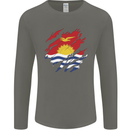 Torn Kiribati Flag Day Football Mens Long Sleeve T-Shirt Charcoal
