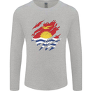 Torn Kiribati Flag Day Football Mens Long Sleeve T-Shirt Sports Grey