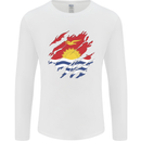 Torn Kiribati Flag Day Football Mens Long Sleeve T-Shirt White