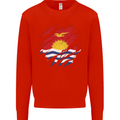 Torn Kiribati Flag Day Football Mens Sweatshirt Jumper Bright Red