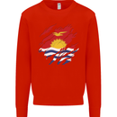 Torn Kiribati Flag Day Football Mens Sweatshirt Jumper Bright Red