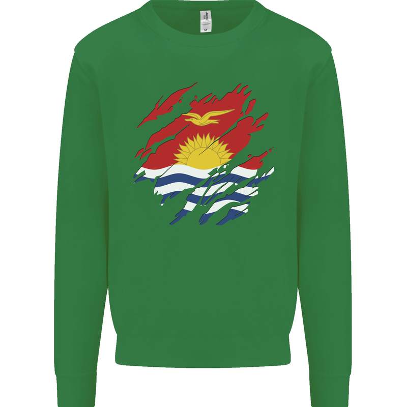 Torn Kiribati Flag Day Football Mens Sweatshirt Jumper Irish Green