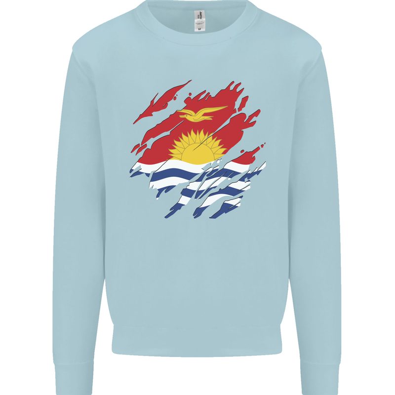 Torn Kiribati Flag Day Football Mens Sweatshirt Jumper Light Blue