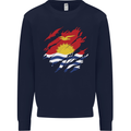 Torn Kiribati Flag Day Football Mens Sweatshirt Jumper Navy Blue