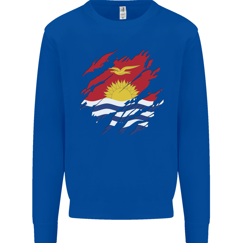 Torn Kiribati Flag Day Football Mens Sweatshirt Jumper Royal Blue