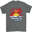 Torn Kiribati Flag Day Football Mens T-Shirt 100% Cotton Charcoal