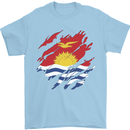 Torn Kiribati Flag Day Football Mens T-Shirt 100% Cotton Light Blue