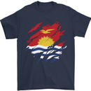 Torn Kiribati Flag Day Football Mens T-Shirt 100% Cotton Navy Blue