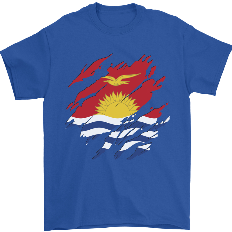 Torn Kiribati Flag Day Football Mens T-Shirt 100% Cotton Royal Blue