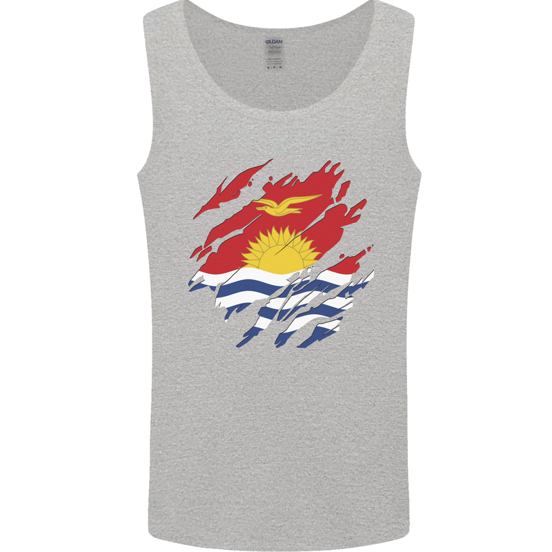 Torn Kiribati Flag Day Football Mens Vest Tank Top Sports Grey