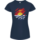 Torn Kiribati Flag Day Football Womens Petite Cut T-Shirt Navy Blue