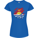 Torn Kiribati Flag Day Football Womens Petite Cut T-Shirt Royal Blue