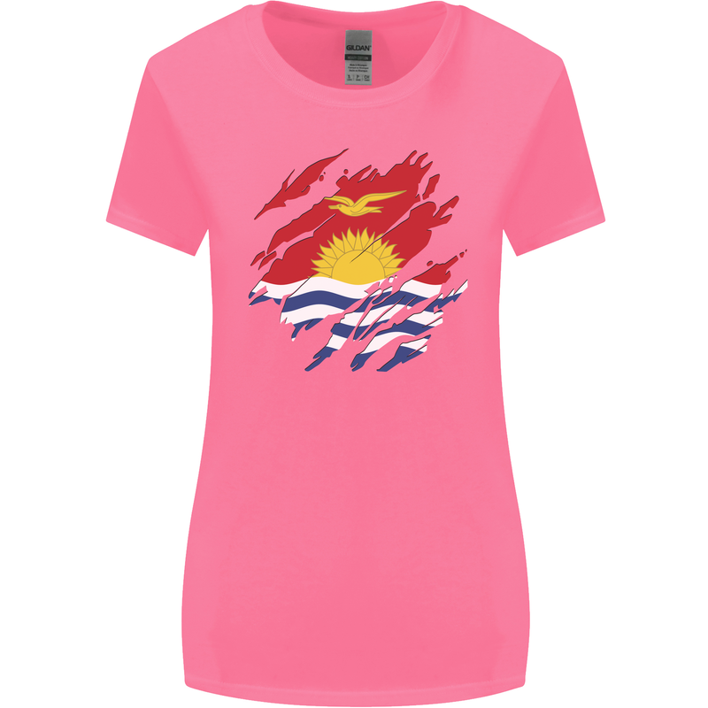 Torn Kiribati Flag Day Football Womens Wider Cut T-Shirt Azalea