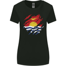 Torn Kiribati Flag Day Football Womens Wider Cut T-Shirt Black