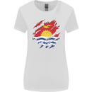 Torn Kiribati Flag Day Football Womens Wider Cut T-Shirt White