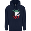 Torn Kuwait Flag Kuwaiti Day Football Childrens Kids Hoodie Navy Blue