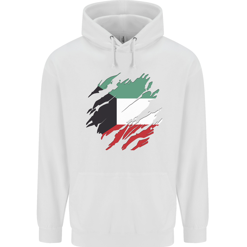 Torn Kuwait Flag Kuwaiti Day Football Childrens Kids Hoodie White