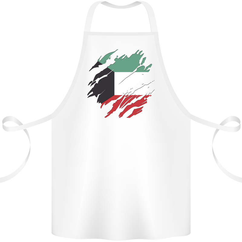 Torn Kuwait Flag Kuwaiti Day Football Cotton Apron 100% Organic White