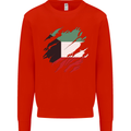 Torn Kuwait Flag Kuwaiti Day Football Kids Sweatshirt Jumper Bright Red