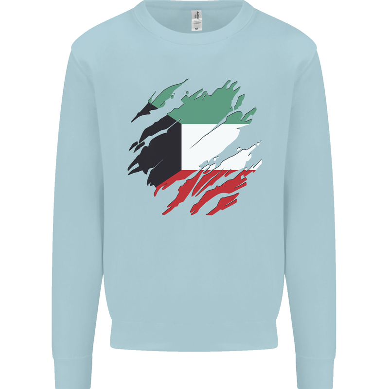 Torn Kuwait Flag Kuwaiti Day Football Kids Sweatshirt Jumper Light Blue