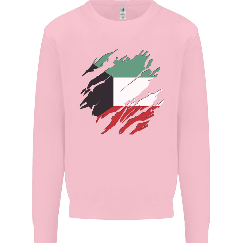 Torn Kuwait Flag Kuwaiti Day Football Kids Sweatshirt Jumper Light Pink