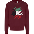 Torn Kuwait Flag Kuwaiti Day Football Kids Sweatshirt Jumper Maroon