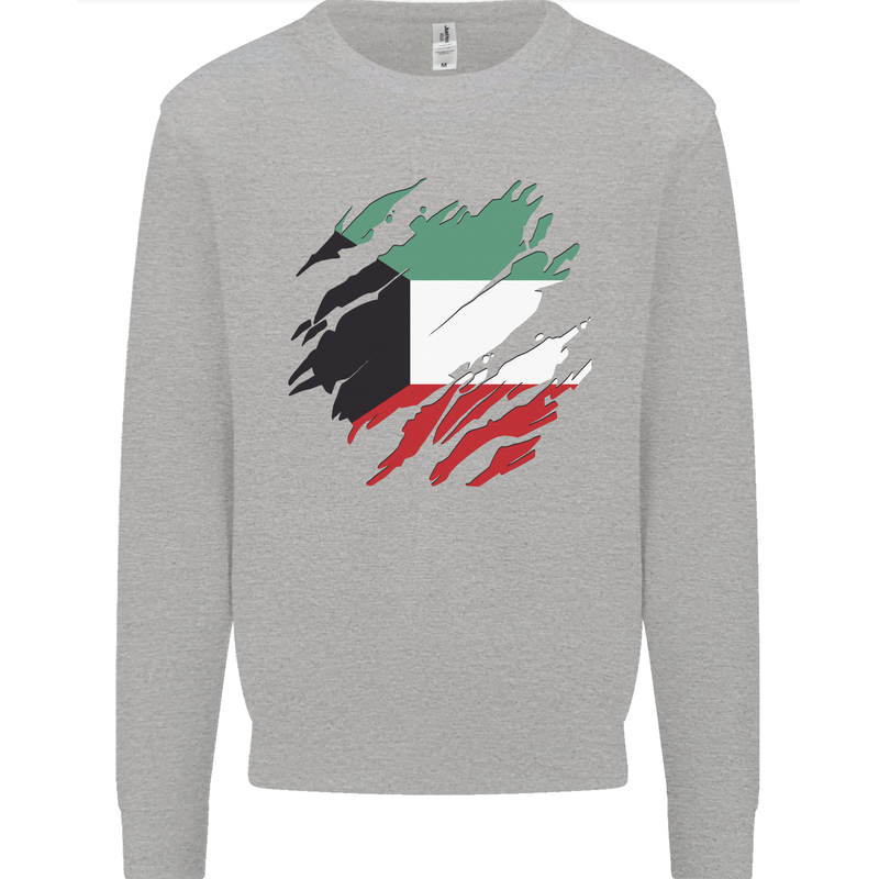 Torn Kuwait Flag Kuwaiti Day Football Kids Sweatshirt Jumper Sports Grey